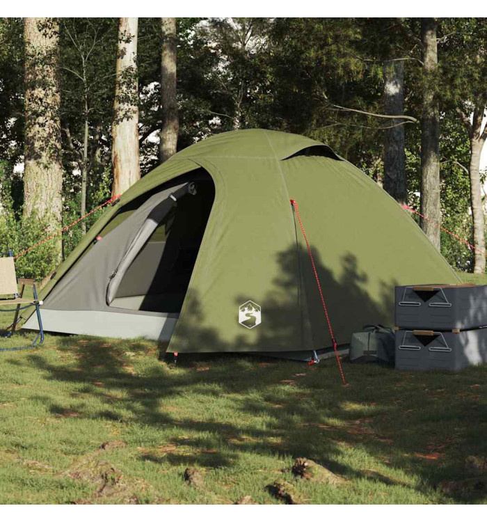 Tente de camping à dôme 4 personnes vert olive imperméable | Mobilier & Déco