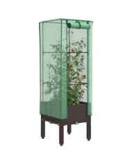 Jardinière surélevée avec housse aspect rotin 40x40x140 cm | Mobilier & Déco