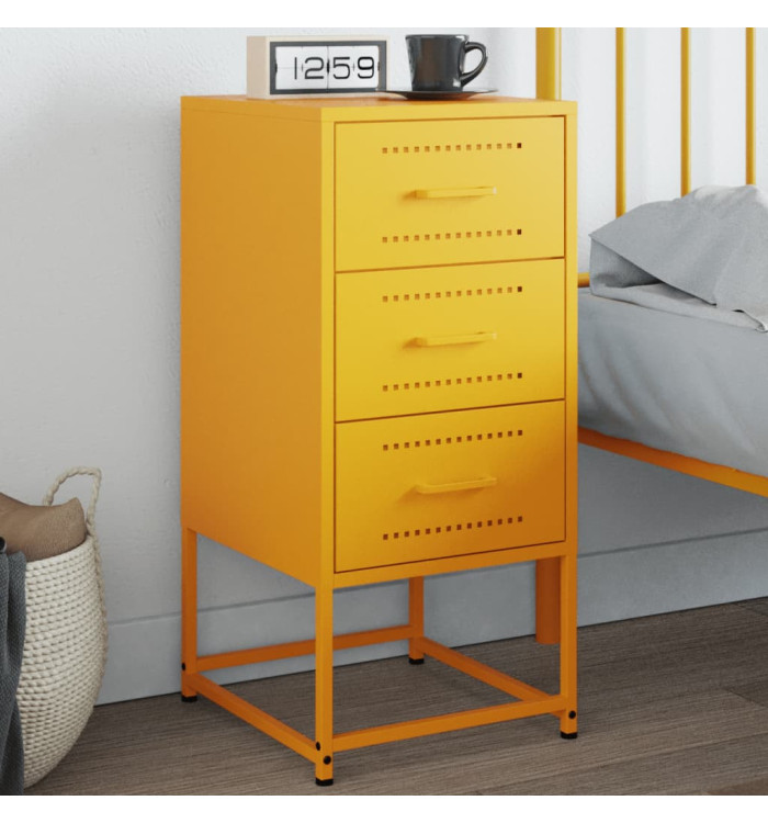 Table de chevet jaune moutarde 36x39x78 cm acier | Mobilier & Déco