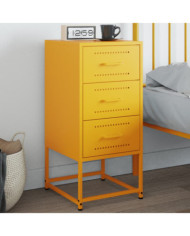 Table de chevet jaune moutarde 36x39x78 cm acier | Mobilier & Déco