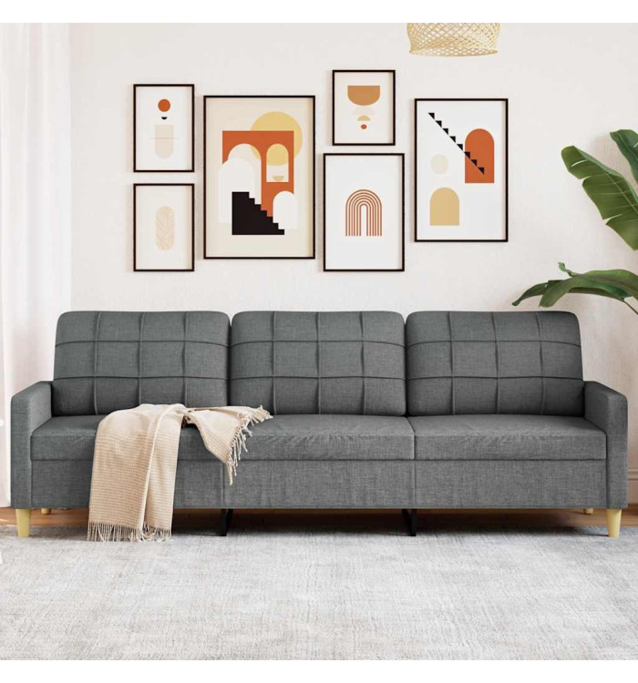Canapé à 3 places Gris foncé 210 cm Tissu | Mobilier & Déco