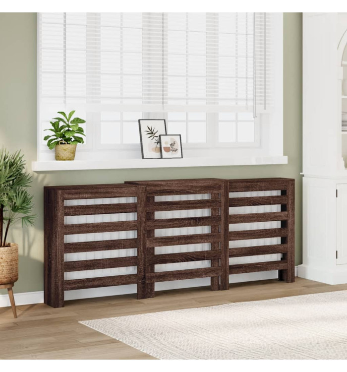 Cache-radiateur chêne marron 205x21,5x83,5 cm bois d'ingénierie | Mobilier & Déco