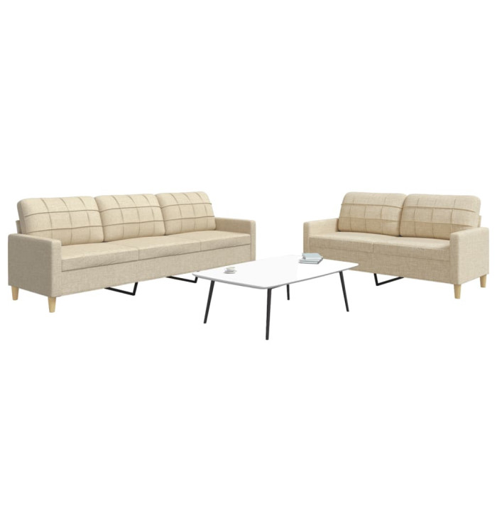 Ensemble de canapés 2 pcs crème tissu | Mobilier & Déco
