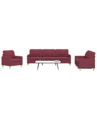 Ensemble de canapés 3 pcs rouge bordeaux tissu | Mobilier & Déco