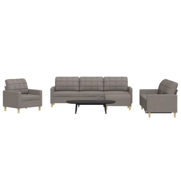 Ensemble de canapés 4 pcs avec repose-pied taupe tissu | Mobilier & Déco