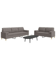 Ensemble de canapés 2 pcs avec coussins décoratifs taupe tissu | Mobilier & Déco