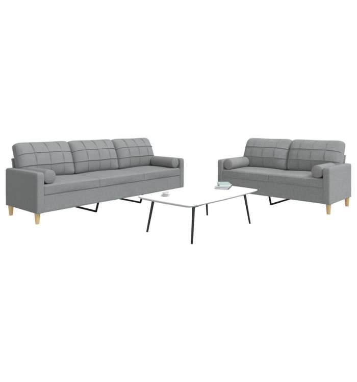 Ensemble de canapés 2 pcs coussins décoratifs gris clair tissu | Mobilier & Déco