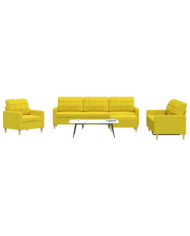 Ensemble de canapés 4 pcs avec repose-pied jaune clair tissu | Mobilier & Déco