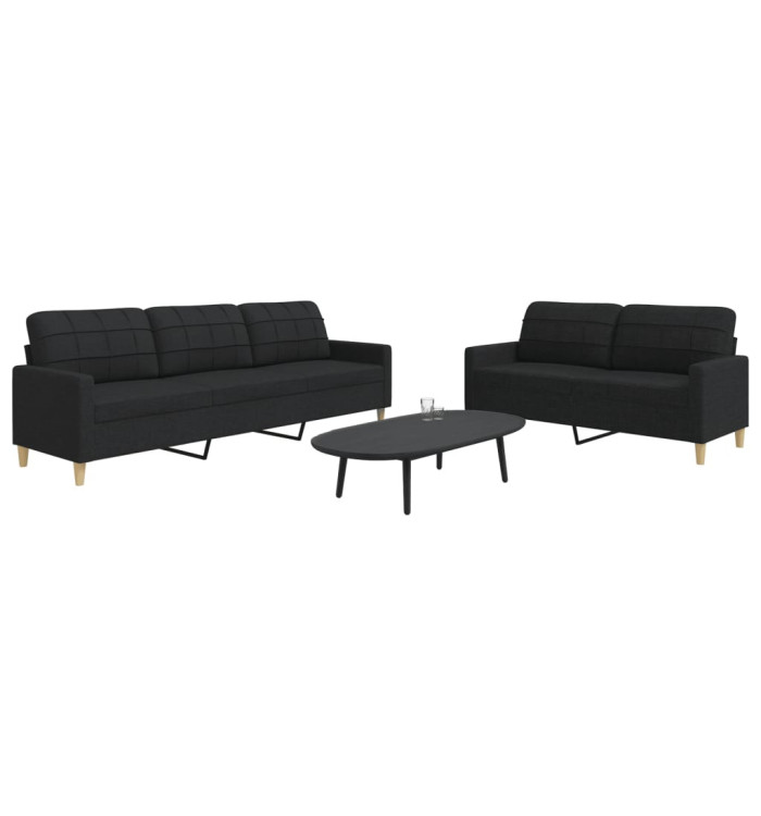 Ensemble de canapés 2 pcs noir tissu | Mobilier & Déco