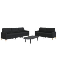 Ensemble de canapés 2 pcs noir tissu | Mobilier & Déco