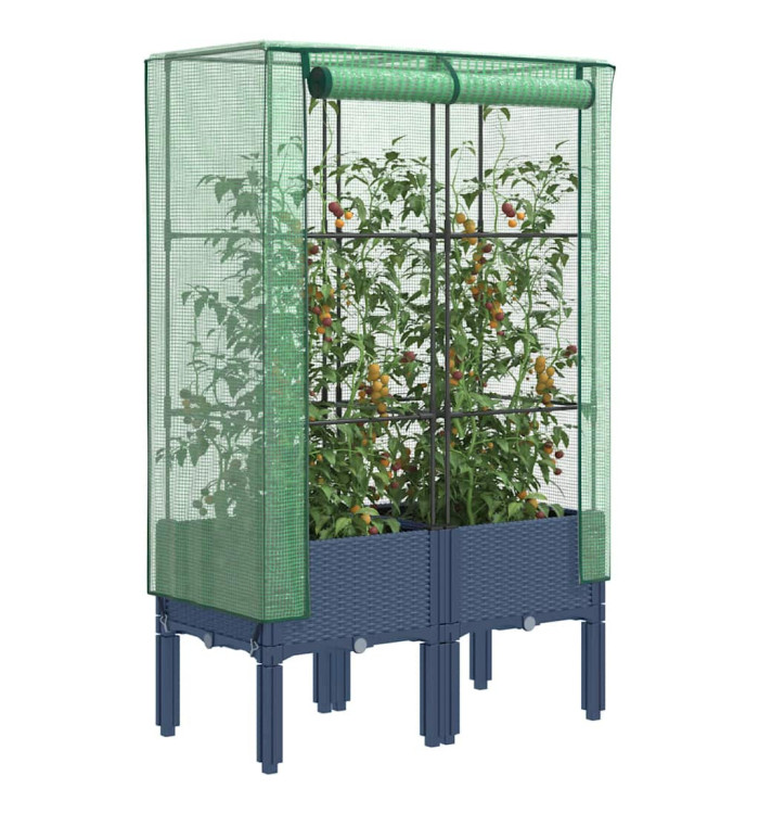 Jardinière surélevée avec housse aspect rotin 80x40x140 cm | Mobilier & Déco