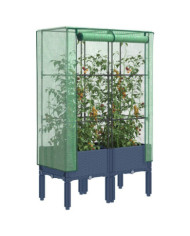 Jardinière surélevée avec housse aspect rotin 80x40x140 cm | Mobilier & Déco