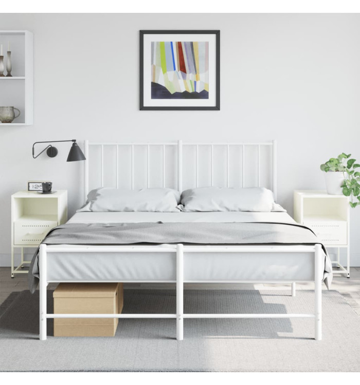 Tables de chevet 2 pcs blanc 36x39x60,5 cm acier | Mobilier & Déco