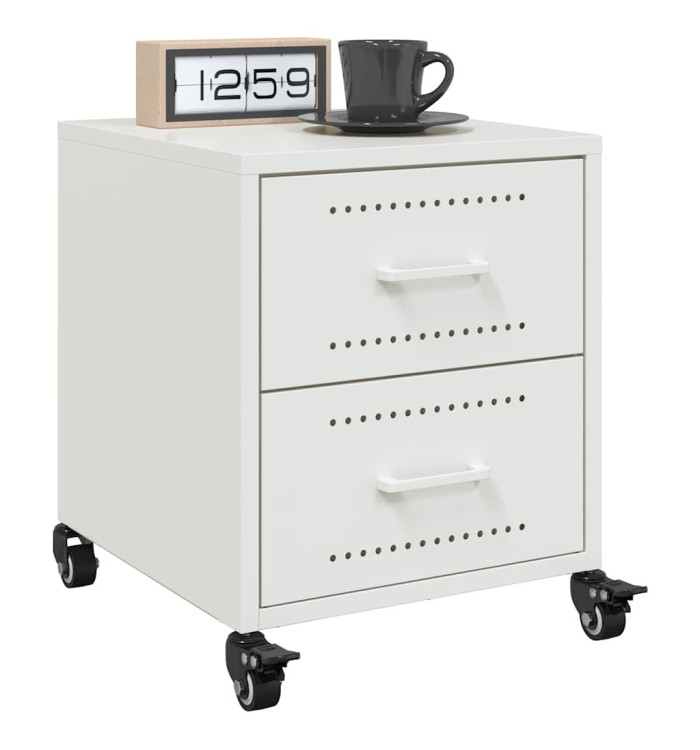 Tables de chevet 2 pcs blanc 36x39x43,5 cm acier | Mobilier & Déco
