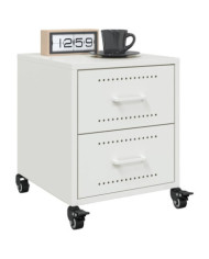 Tables de chevet 2 pcs blanc 36x39x43,5 cm acier | Mobilier & Déco