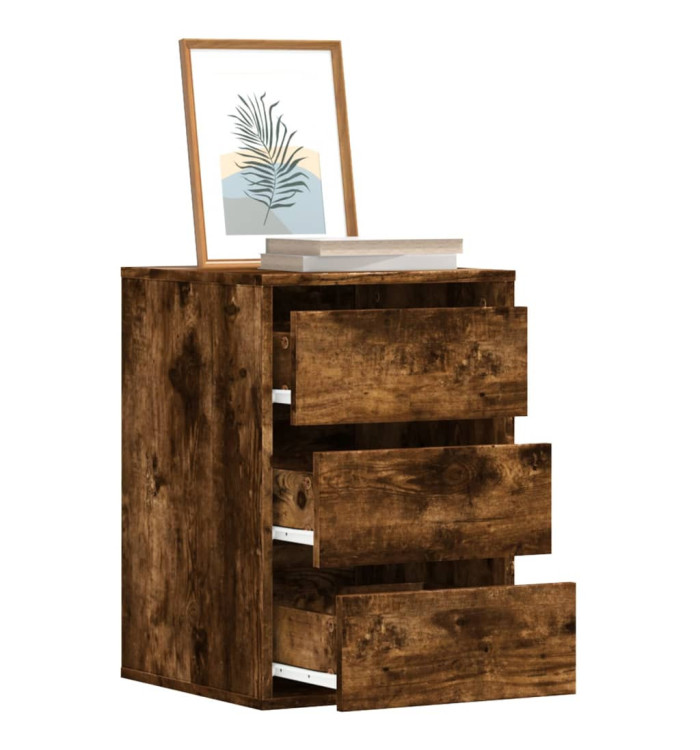 Commode d'angle chêne fumé 40x41x58 cm bois d'ingénierie | Mobilier & Déco