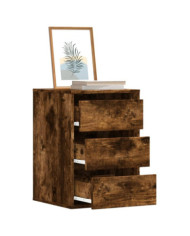 Commode d'angle chêne fumé 40x41x58 cm bois d'ingénierie | Mobilier & Déco
