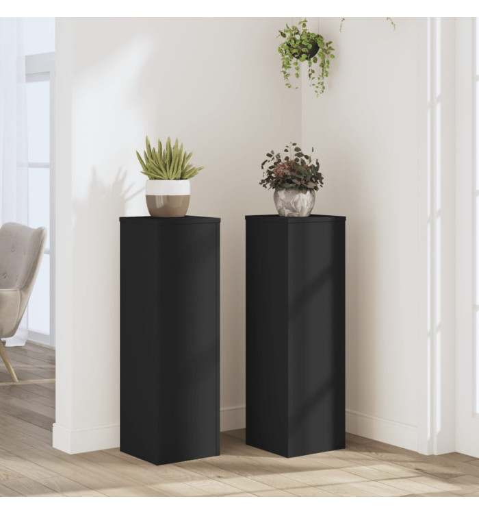 Supports pour plantes 2 pcs noir 25x25x80 cm bois d'ingénierie | Mobilier & Déco
