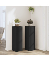 Supports pour plantes 2 pcs noir 25x25x80 cm bois d'ingénierie | Mobilier & Déco