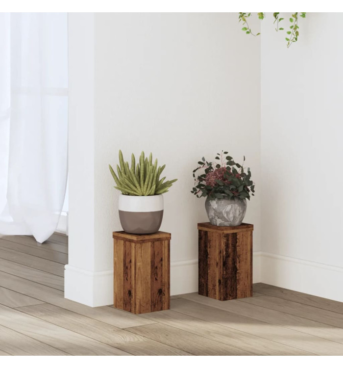 Supports pour plantes 2 pcs vieux bois bois d'ingénierie | Mobilier & Déco