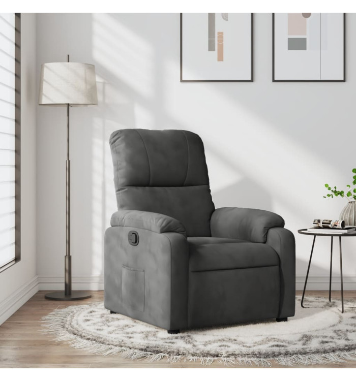 Fauteuil inclinable gris foncé tissu microfibre | Mobilier & Déco