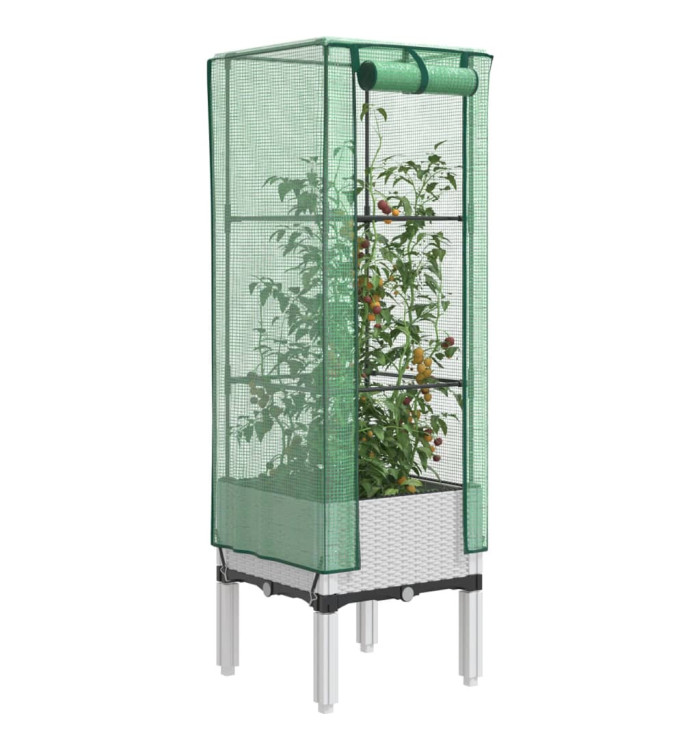 Jardinière surélevée avec housse aspect rotin 40x40x140 cm | Mobilier & Déco