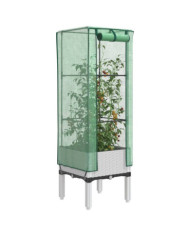 Jardinière surélevée avec housse aspect rotin 40x40x140 cm | Mobilier & Déco