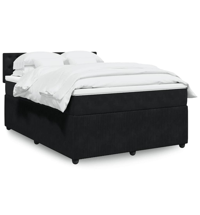 Sommier à lattes de lit avec matelas Noir 140x200 cm Velours | Mobilier & Déco