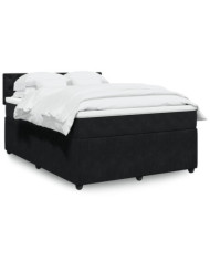 Sommier à lattes de lit avec matelas Noir 140x200 cm Velours | Mobilier & Déco