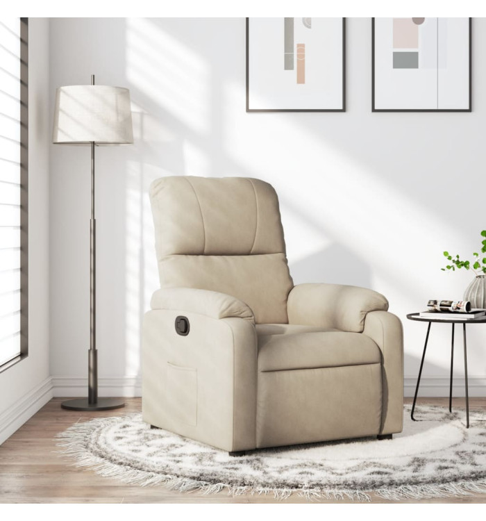 Fauteuil inclinable crème tissu microfibre | Mobilier & Déco
