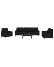 Ensemble de canapés 3 pcs noir tissu | Mobilier & Déco