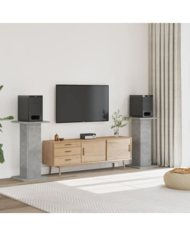 Supports de haut-parleurs 2 pcs gris béton bois d'ingénierie | Mobilier & Déco