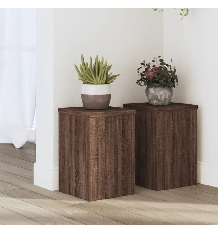 Supports pour plantes 2 pcs chêne marron bois d'ingénierie | Mobilier & Déco