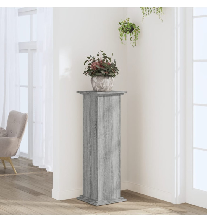 Support pour plantes sonoma gris 33x33x100 cm bois d'ingénierie | Mobilier & Déco