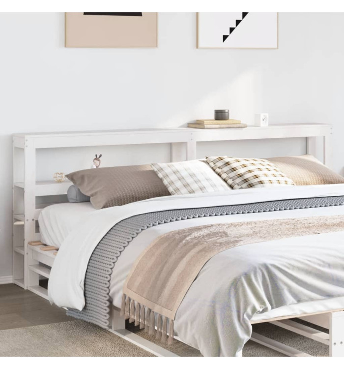 Tête de lit avec étagères blanc 180 cm bois massif de pin | Mobilier & Déco