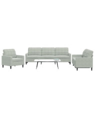 Ensemble de canapés 3 pcs avec coussins Gris clair Velours | Mobilier & Déco
