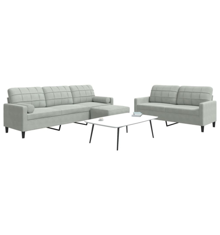 Ensemble de canapés 3 pcs et coussins et traversins velours | Mobilier & Déco