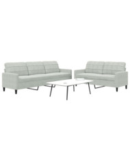 Ensemble de canapés 2 pcs avec coussins Gris clair Velours | Mobilier & Déco
