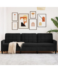 Canapé à 3 places Noir 210 cm Velours | Mobilier & Déco