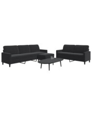 Ensemble de canapés 3 pcs avec coussins Noir Velours | Mobilier & Déco