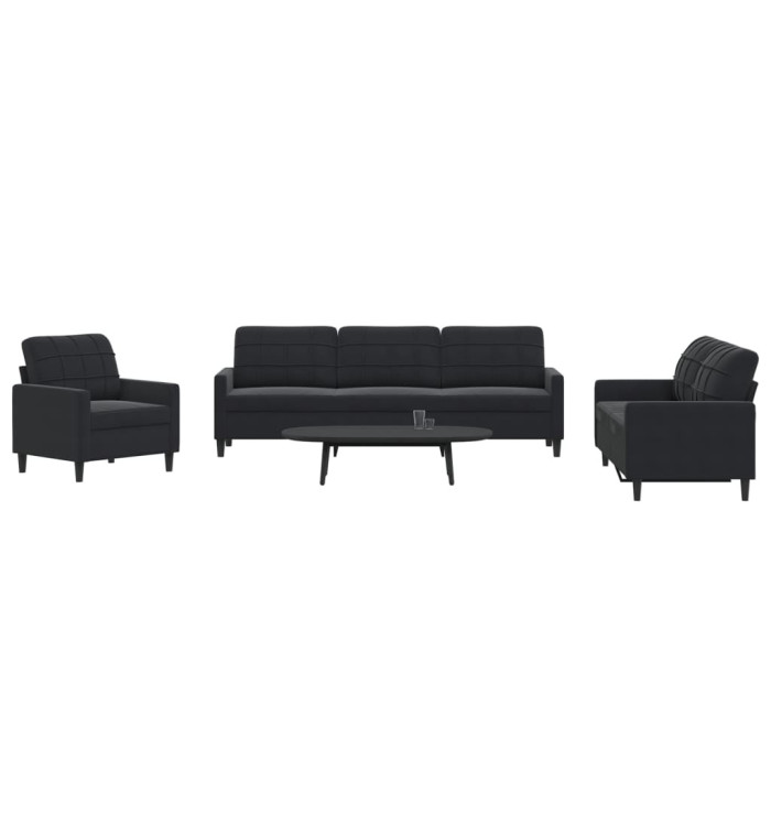 Ensemble de canapés 4 pcs avec coussins Noir Velours | Mobilier & Déco