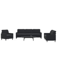 Ensemble de canapés 4 pcs avec coussins Noir Velours | Mobilier & Déco