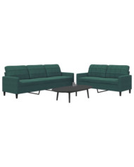 Ensemble de canapés 2 pcs avec coussins Vert foncé Velours | Mobilier & Déco