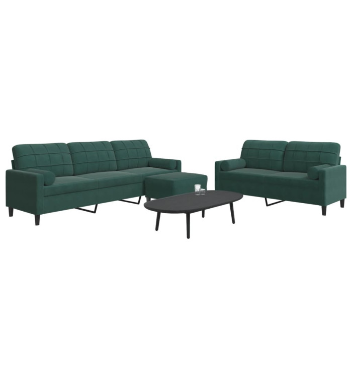 Ensemble de canapés 3 pcs avec coussins et traversins velours | Mobilier & Déco
