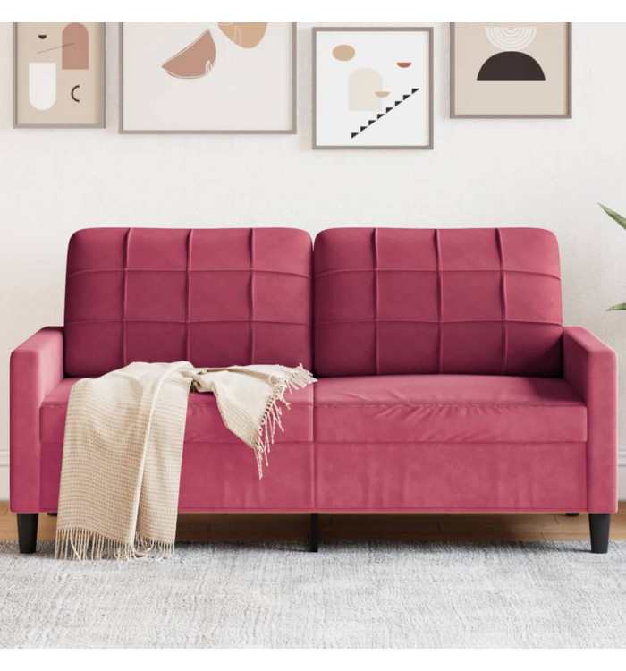 Canapé à 2 places Rouge bordeaux 140 cm Velours | Mobilier & Déco