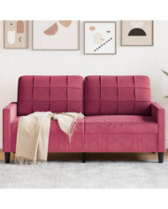 Canapé à 2 places Rouge bordeaux 140 cm Velours | Mobilier & Déco