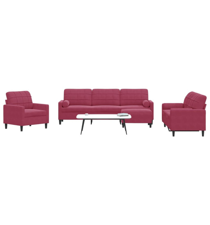 Ensemble de canapés 4 pcs avec coussins et traversins velours | Mobilier & Déco
