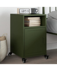 Table de chevet vert olive 36x39x59 cm acier | Mobilier & Déco