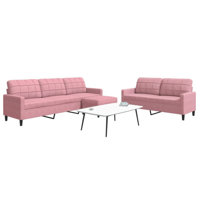 Ensemble de canapés 3 pcs avec coussins Rose Velours | Mobilier & Déco