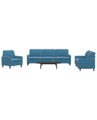 Ensemble de canapés 4 pcs avec coussins Bleu Velours | Mobilier & Déco